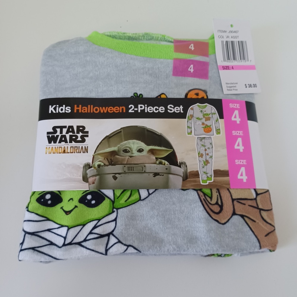Kids Halloween 2-piece PJ Pajama Set Star Wars‎ Mandalorian Size 4 Unisex NWT